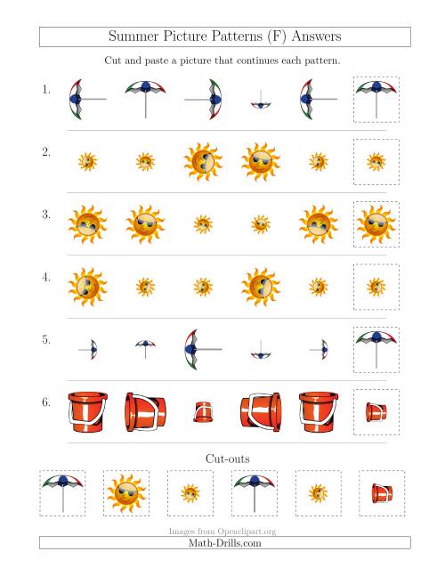 The Summer Picture Patterns with Size and Rotation Attributes (F) Math Worksheet Page 2