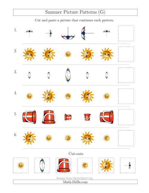 The Summer Picture Patterns with Size and Rotation Attributes (G) Math Worksheet