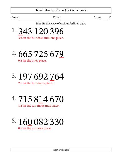 The SI Format Identifying Place from Ones to Hundred Millions (Large Print) (G) Math Worksheet Page 2