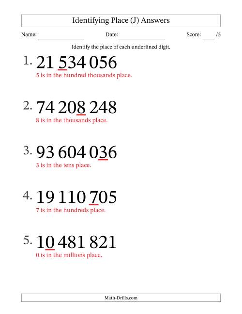 The SI Format Identifying Place from Ones to Ten Millions (Large Print) (J) Math Worksheet Page 2