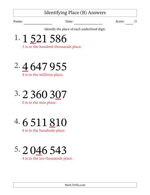 The SI Format Identifying Place from Ones to Millions (Large Print) (B) Math Worksheet Page 2