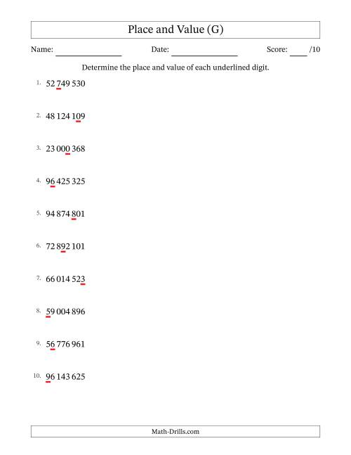 The SI Format Determining Place and Value from Ones to Ten Millions (G) Math Worksheet
