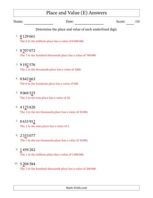 The SI Format Determining Place and Value from Ones to Millions (E) Math Worksheet Page 2