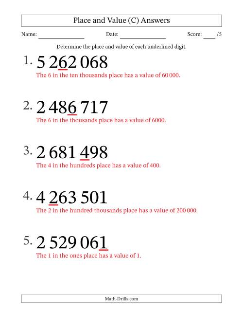 The SI Format Determining Place and Value from Ones to Millions (Large Print) (C) Math Worksheet Page 2