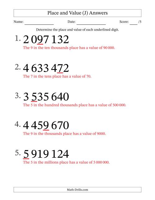 The SI Format Determining Place and Value from Ones to Millions (Large Print) (J) Math Worksheet Page 2