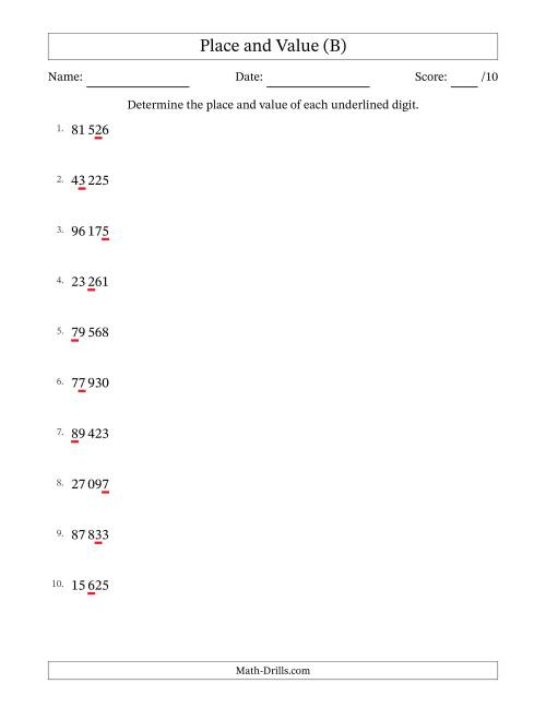 The SI Format Determining Place and Value from Ones to Ten Thousands (B) Math Worksheet