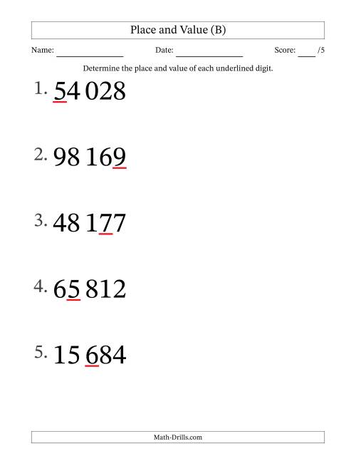 The SI Format Determining Place and Value from Ones to Ten Thousands (Large Print) (B) Math Worksheet
