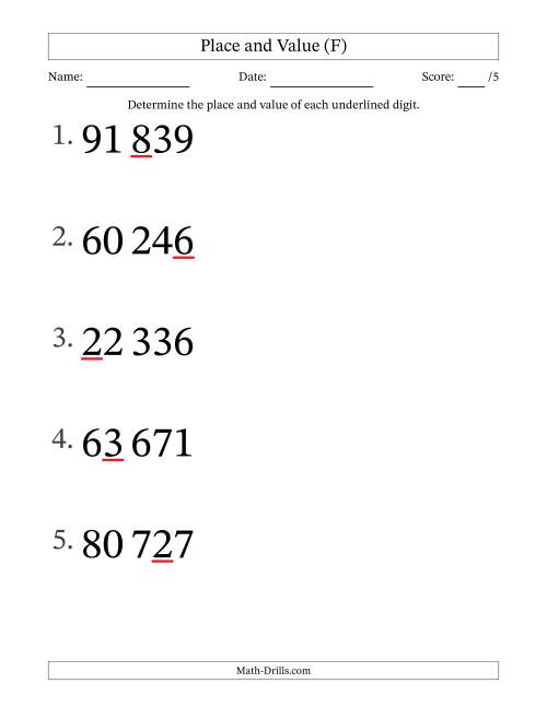 The SI Format Determining Place and Value from Ones to Ten Thousands (Large Print) (F) Math Worksheet