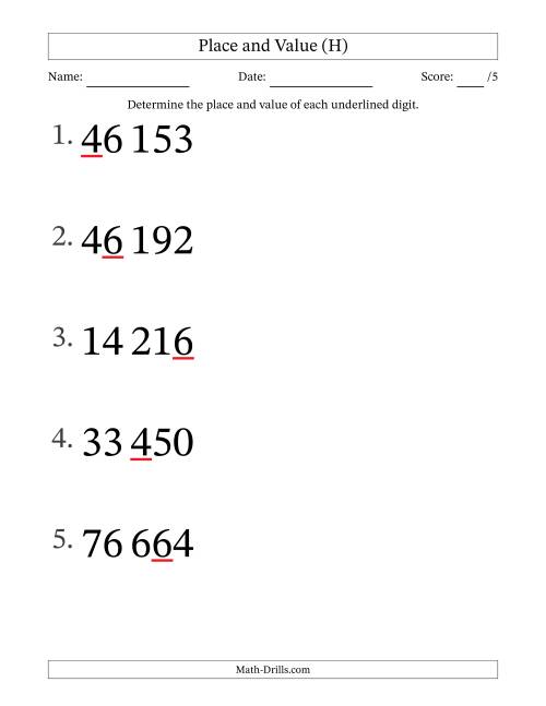 The SI Format Determining Place and Value from Ones to Ten Thousands (Large Print) (H) Math Worksheet