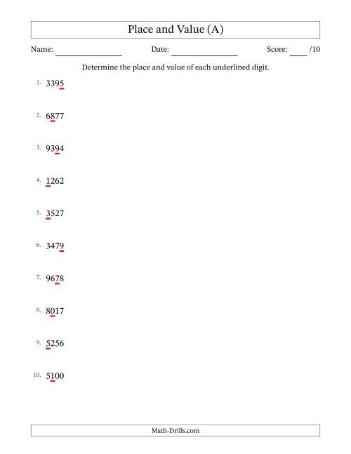 The SI Format Determining Place and Value from Ones to Thousands (All) Math Worksheet