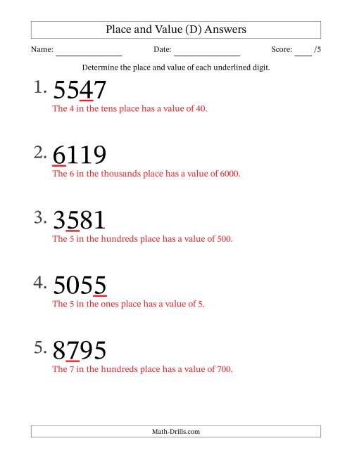 The SI Format Determining Place and Value from Ones to Thousands (Large Print) (D) Math Worksheet Page 2