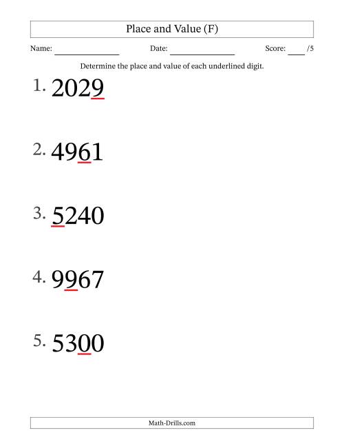 The SI Format Determining Place and Value from Ones to Thousands (Large Print) (F) Math Worksheet