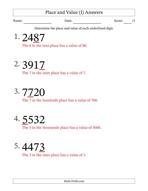 The SI Format Determining Place and Value from Ones to Thousands (Large Print) (I) Math Worksheet Page 2