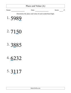 Determining Place and Value from Ones to Thousands (Large Print)