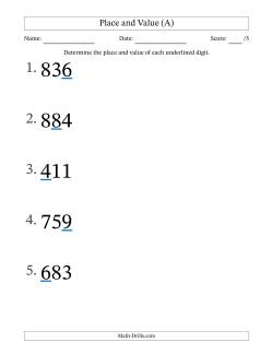 Determining Place and Value from Ones to Hundreds (Large Print)