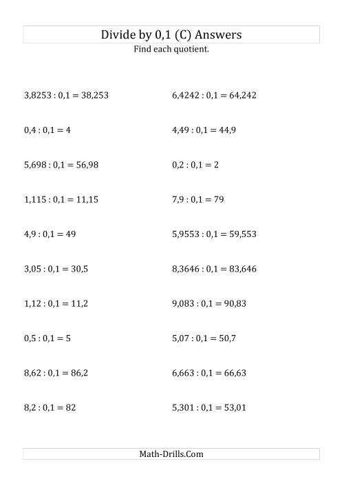 The Dividing Decimals by 0,1 (C) Math Worksheet Page 2