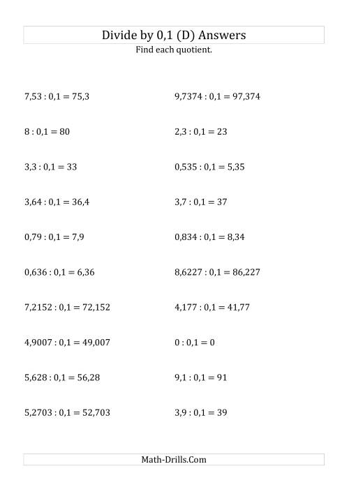The Dividing Decimals by 0,1 (D) Math Worksheet Page 2