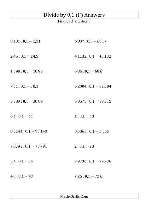 The Dividing Decimals by 0,1 (F) Math Worksheet Page 2