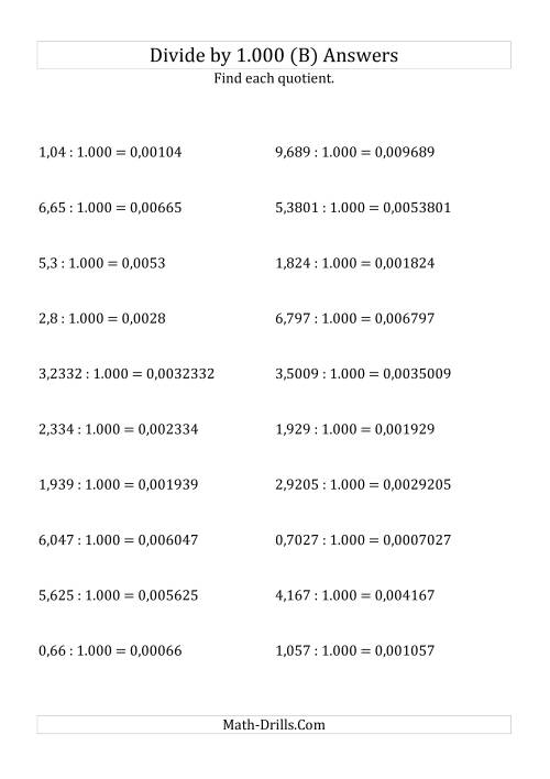 The Dividing Decimals by 1.000 (B) Math Worksheet Page 2