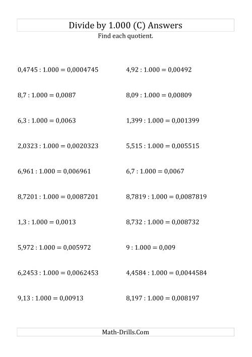 The Dividing Decimals by 1.000 (C) Math Worksheet Page 2