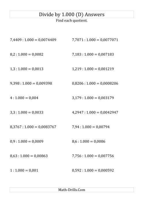The Dividing Decimals by 1.000 (D) Math Worksheet Page 2