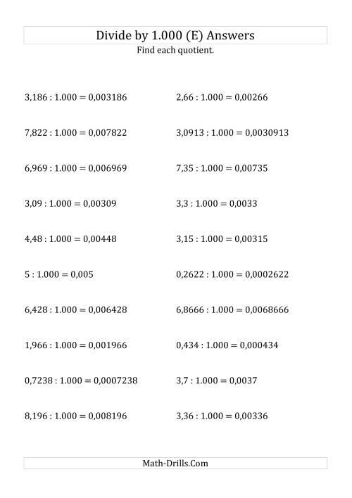The Dividing Decimals by 1.000 (E) Math Worksheet Page 2