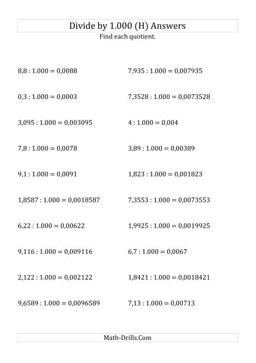 The Dividing Decimals by 1.000 (H) Math Worksheet Page 2