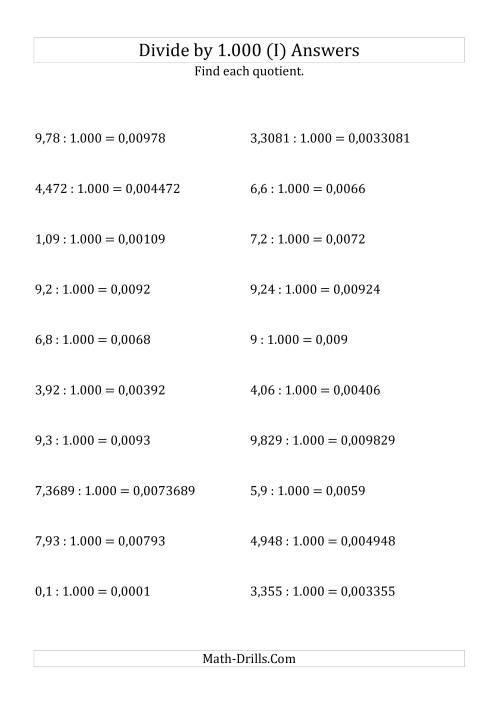 The Dividing Decimals by 1.000 (I) Math Worksheet Page 2