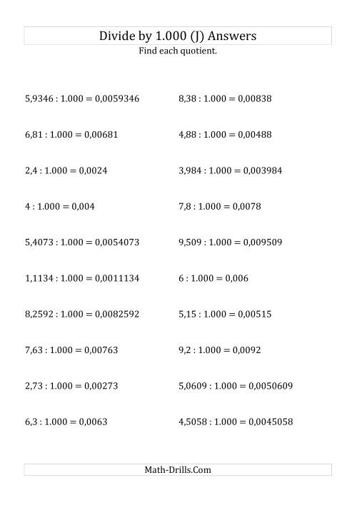 The Dividing Decimals by 1.000 (J) Math Worksheet Page 2