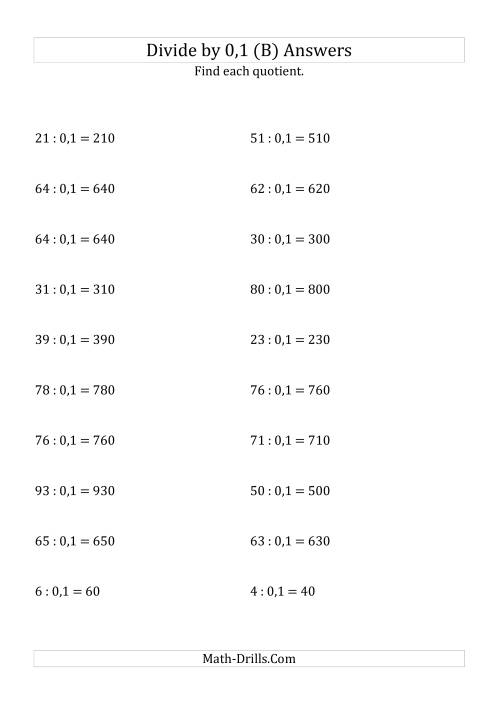 The Dividing Whole Numbers by 0,1 (B) Math Worksheet Page 2