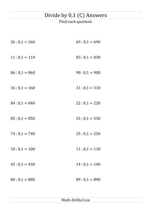 The Dividing Whole Numbers by 0,1 (C) Math Worksheet Page 2