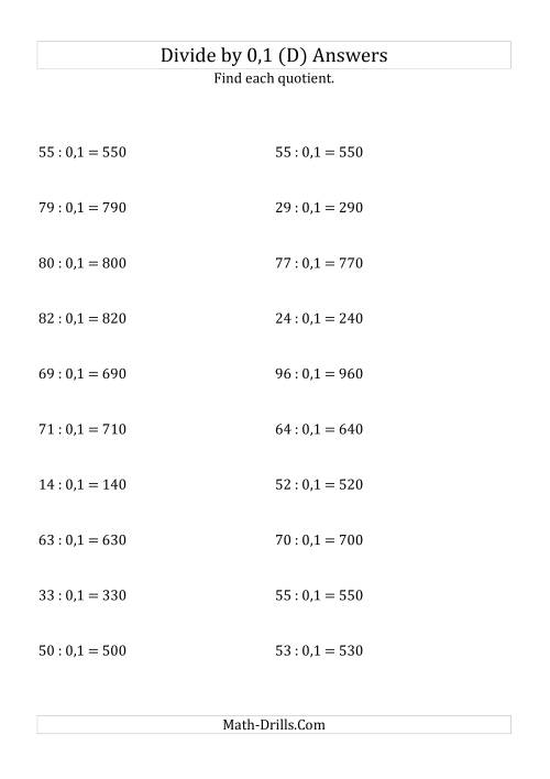 The Dividing Whole Numbers by 0,1 (D) Math Worksheet Page 2