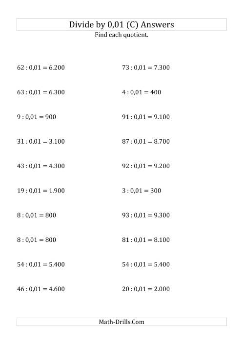 The Dividing Whole Numbers by 0,01 (C) Math Worksheet Page 2