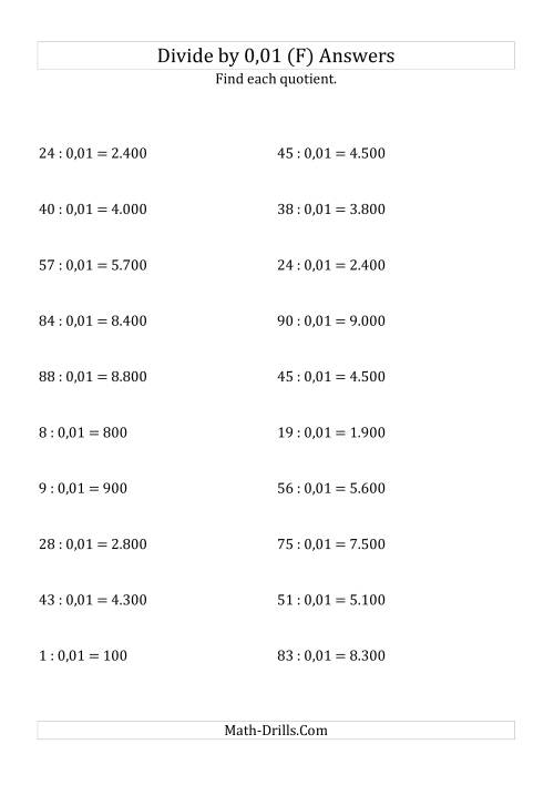 The Dividing Whole Numbers by 0,01 (F) Math Worksheet Page 2