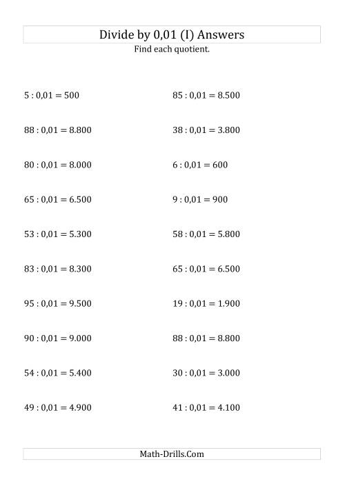 The Dividing Whole Numbers by 0,01 (I) Math Worksheet Page 2