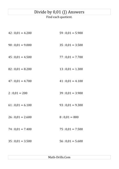 The Dividing Whole Numbers by 0,01 (J) Math Worksheet Page 2