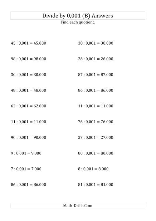 The Dividing Whole Numbers by 0,001 (B) Math Worksheet Page 2