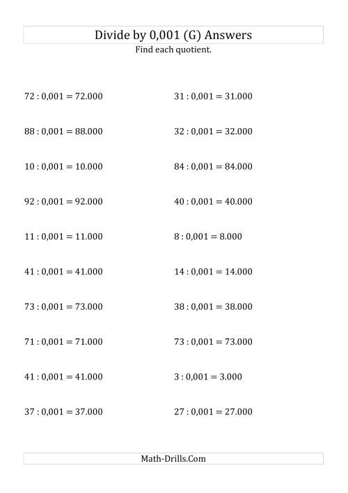 The Dividing Whole Numbers by 0,001 (G) Math Worksheet Page 2