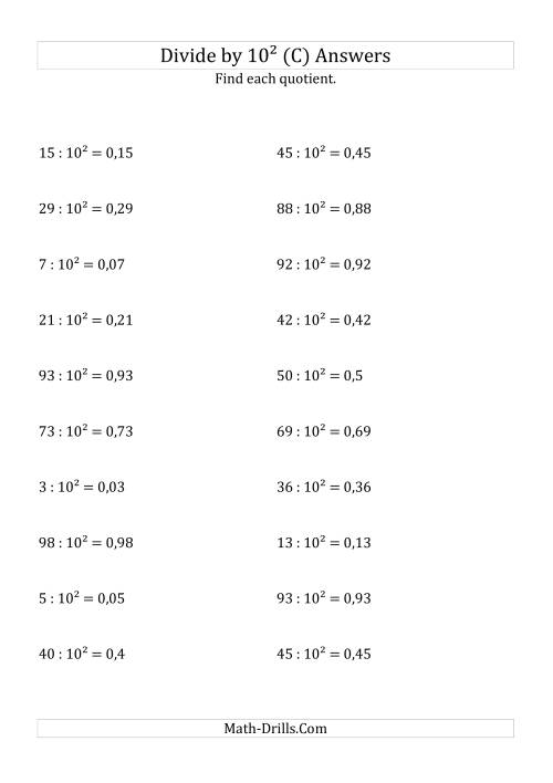 The Dividing Whole Numbers by 10<sup>2</sup> (C) Math Worksheet Page 2