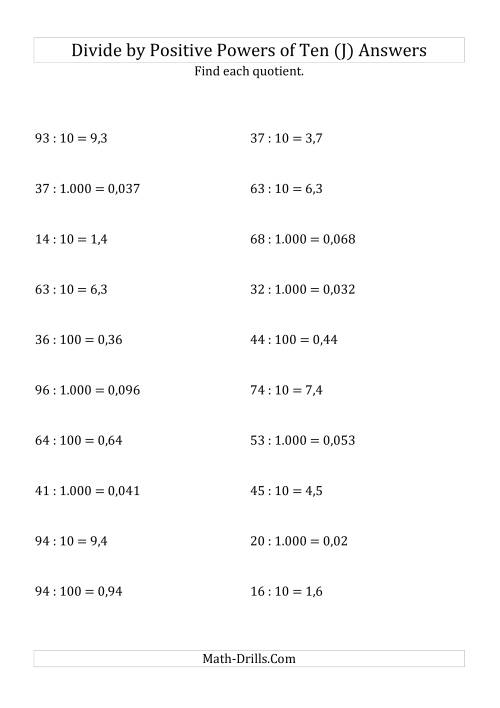 The Dividing Whole Numbers by Positive Powers of Ten (Standard Form) (J) Math Worksheet Page 2