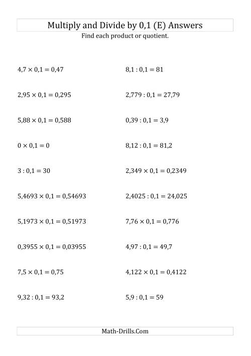 The Multiplying and Dividing Decimals by 0,1 (E) Math Worksheet Page 2