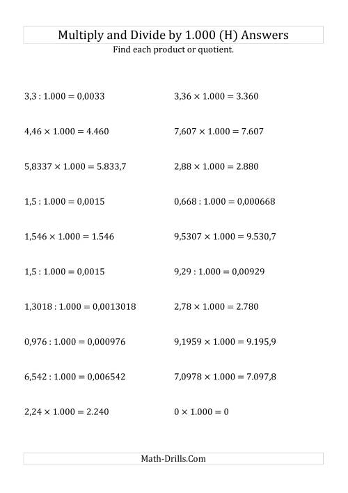 The Multiplying and Dividing Decimals by 1.000 (H) Math Worksheet Page 2