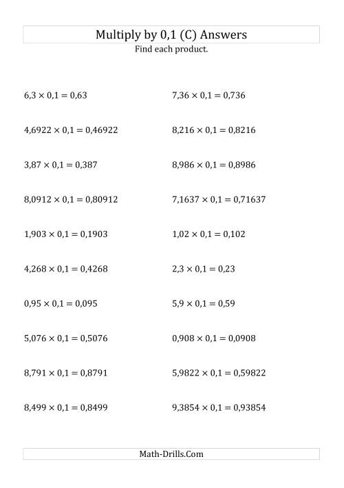 The Multiplying Decimals by 0,1 (C) Math Worksheet Page 2