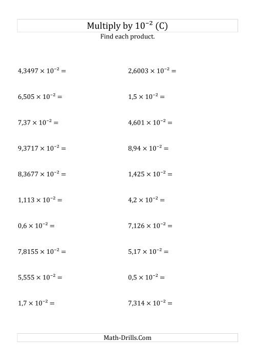 The Multiplying Decimals by 10<sup>-2</sup> (C) Math Worksheet
