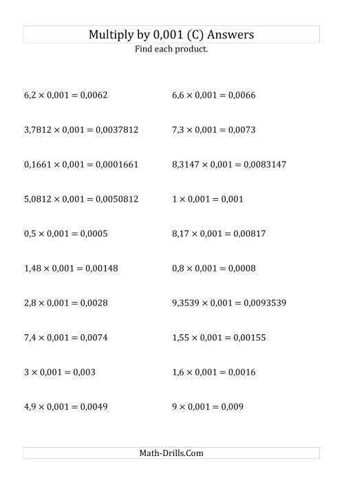 The Multiplying Decimals by 0,001 (C) Math Worksheet Page 2