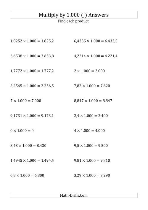 The Multiplying Decimals by 1.000 (J) Math Worksheet Page 2