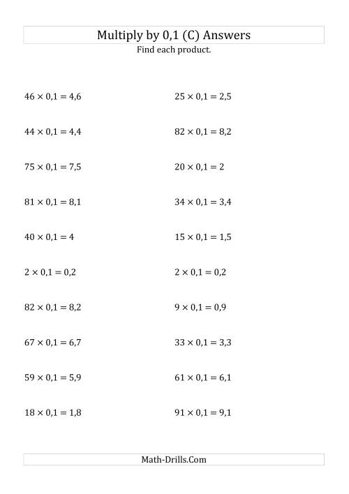 The Multiplying Whole Numbers by 0,1 (C) Math Worksheet Page 2