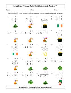 Leprechaun Missing Digits Multiplication and Division (Harder Version)