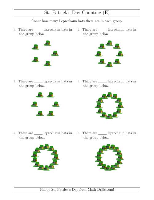 The Counting Leprechaun Hats in Circular Arrangements (E) Math Worksheet