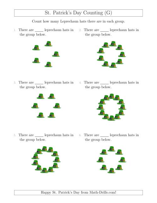The Counting Leprechaun Hats in Circular Arrangements (G) Math Worksheet